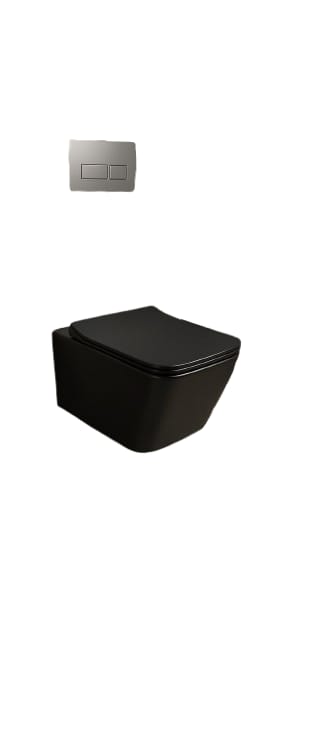 Wall Mount Commode With Concealed Cistern (W2012MB) Black Matt